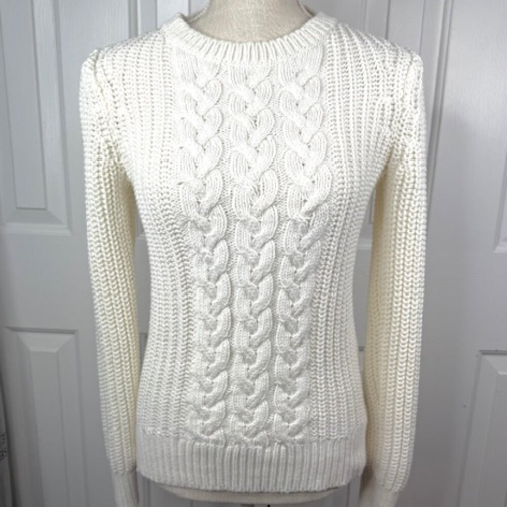 White Nautica Cable-Knit Tunic Sweater
